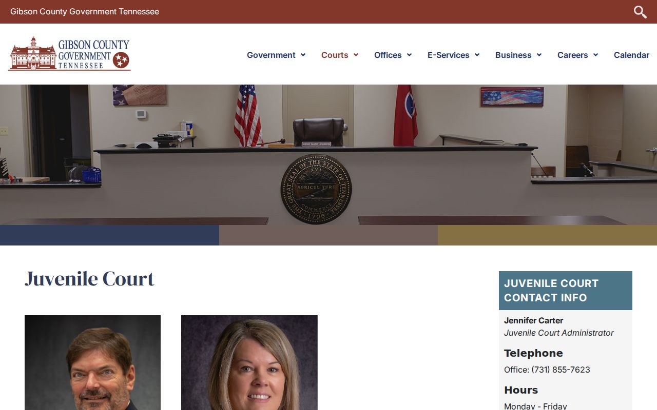 Gibson County warrant search access limits, Juvenile Court page