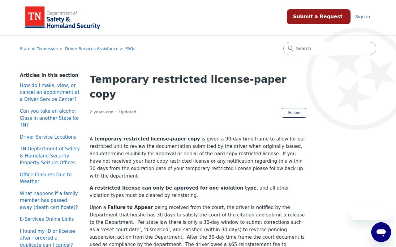 Gibson County traffic warrant records, Tennessee FTA release guidance
