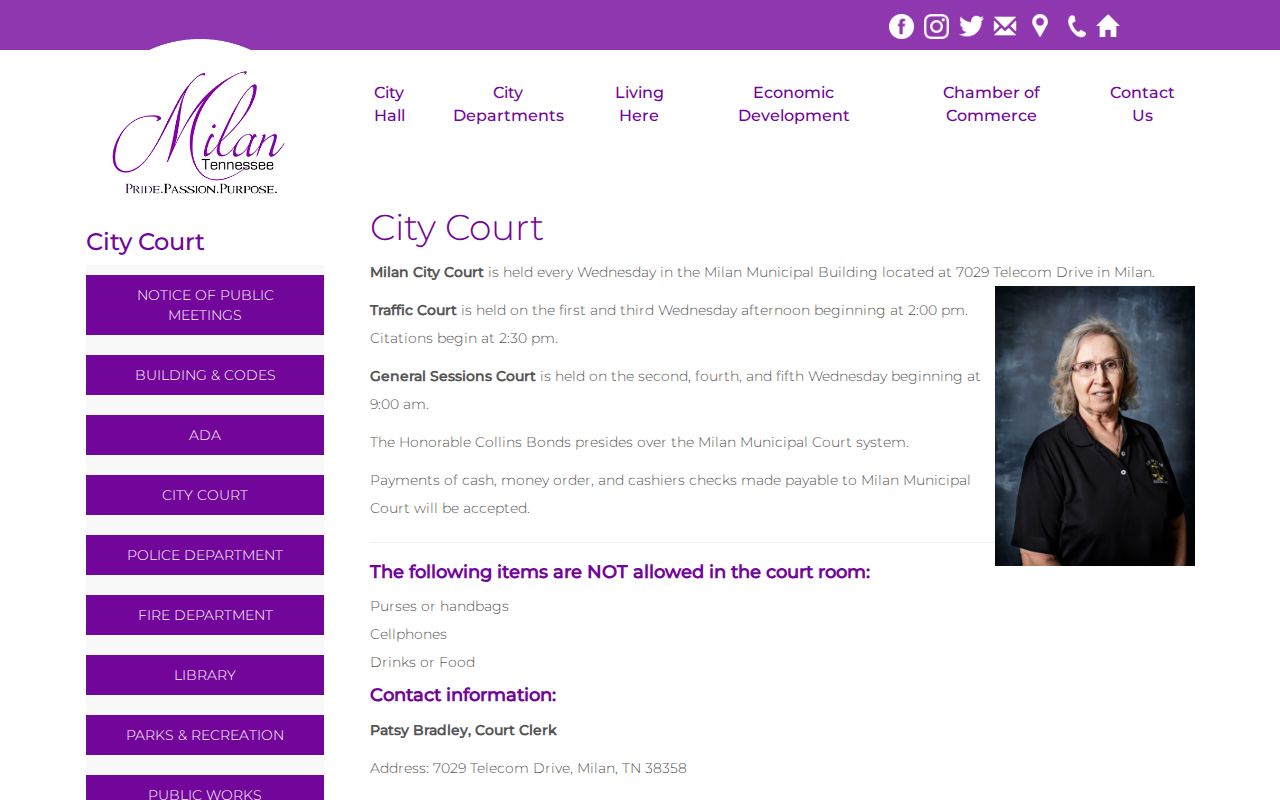 Milan warrant records, Milan City Court schedule and payment source