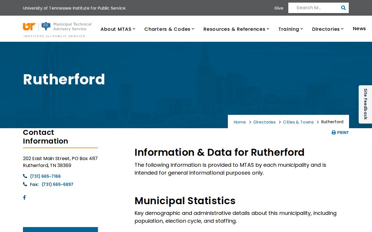 Rutherford warrant records, municipal clerk directory source