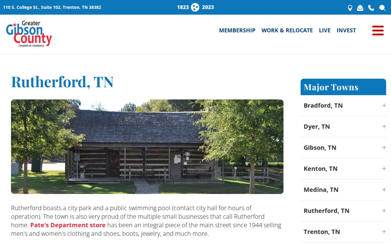Rutherford warrant records, Gibson County Rutherford town profile source