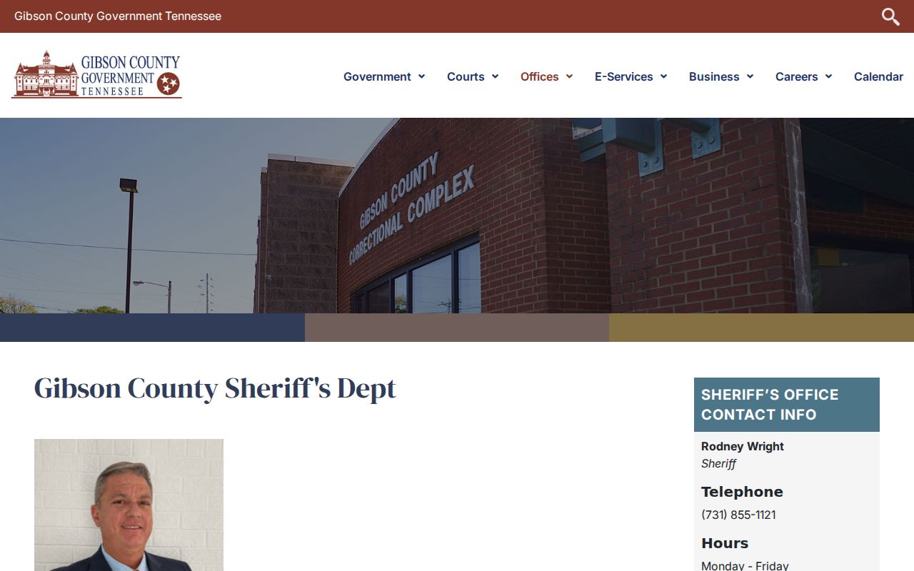 Gibson County warrant records source, Sheriff Department contact page